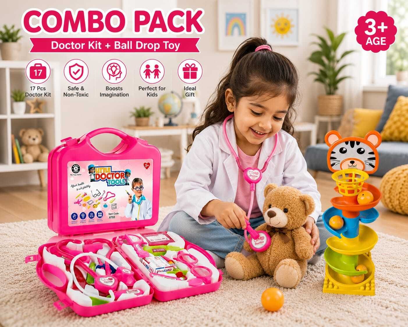 jasmincollection Kids Doctor Set Toy Kit with Tiger Roll Boll Track Combo-picture-17