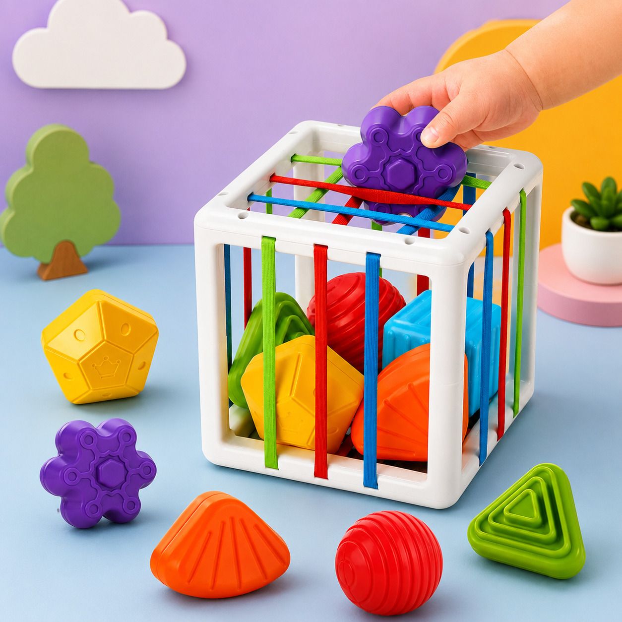 rahi nest Montessori Shape Sorter Cube Toy for Toddlers – Sensory Learning Activity Toy,-picture-45