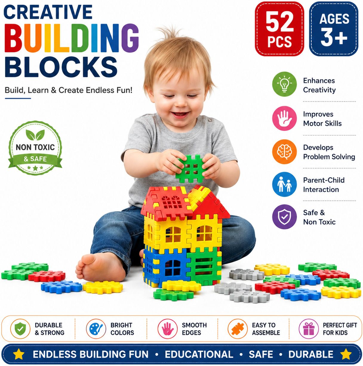 alafi Happy House 52 PCS Building Block Play Set | Educational Toy-picture-14