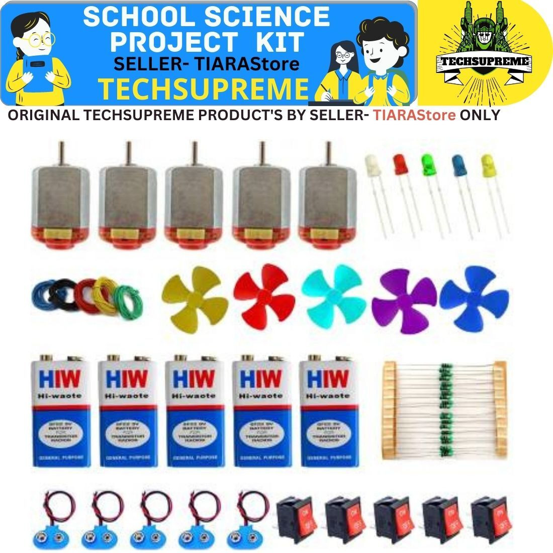 techsupreme School Science Project DC Motor kit 60 Item Loose in one Pack image 1