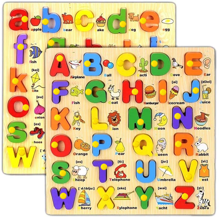 Capital/Small Alphabet Puzzles Montessori Educational Learning ABC Letters Board-image-21