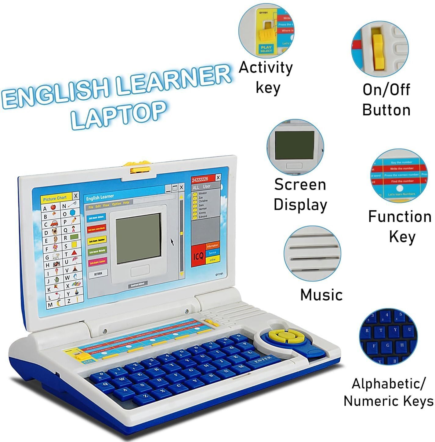 snish signature Laptop Toy for Kids With Mouse |Toys for 2 - 5 Years Old Boys Girls-picture-13