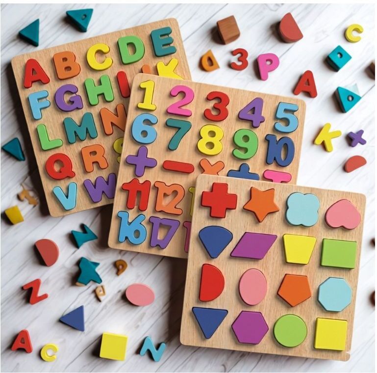 beauty bright 3in1 Wooden Alphabet Number Shape Learning Puzzel Board Set WD-385-picture-37