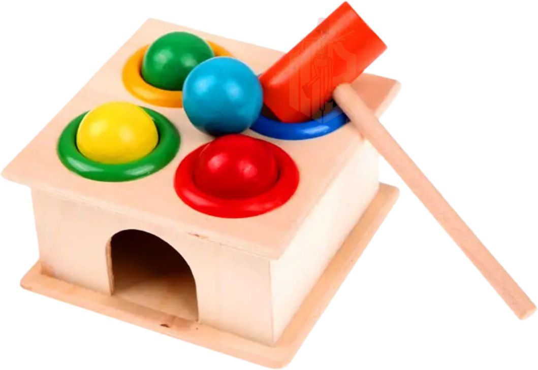 Wooden Hammer Ball Knock Pounding Bench with Box Case Toy Set for Kids 3+-image-7