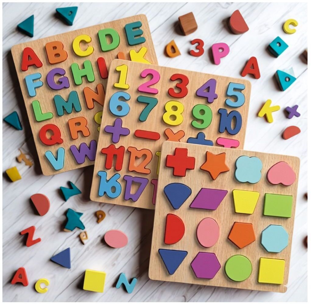 beauty bright 3 in 1 Montessori Wooden Learning Board Alphabet Number Shape Puzzle B1T734-picture-18