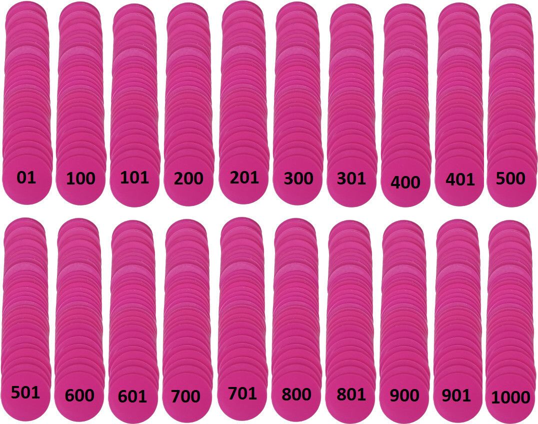 EMBOSSED 1TO 1000 NUMERICAL PLASTIC TOKEN COIN(31MM) FOR SHOP BOARD GAMES,SCHOOL-image-14