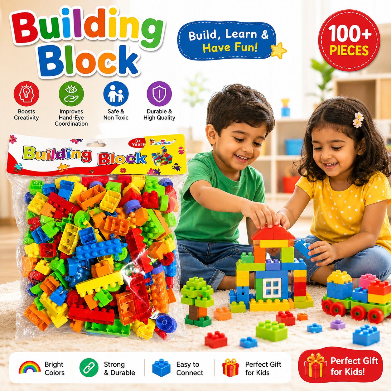 bachpania toyz Creative STEM Building Blocks Set with 100+ Pieces for Kids-picture-38