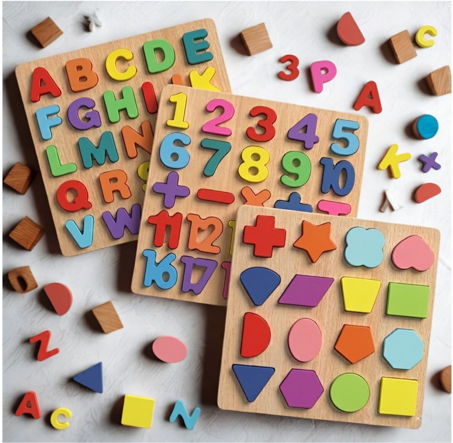 beauty bright 3 in 1 Wooden Puzzle Board for Kids Alphabet Number Shape Montessori Toy B1T682-picture-19