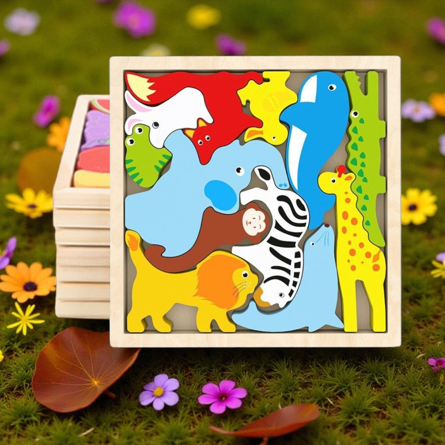 vhd Multicolor Wooden Animal Puzzle – Fun & Educational Toy for Kids W12-picture-42