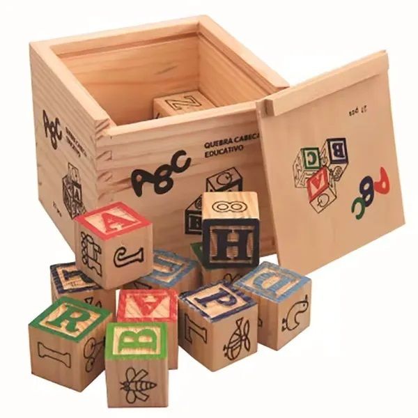 Wooden Albhabet 123 Wooden Box Blocks With Box Case-image-5