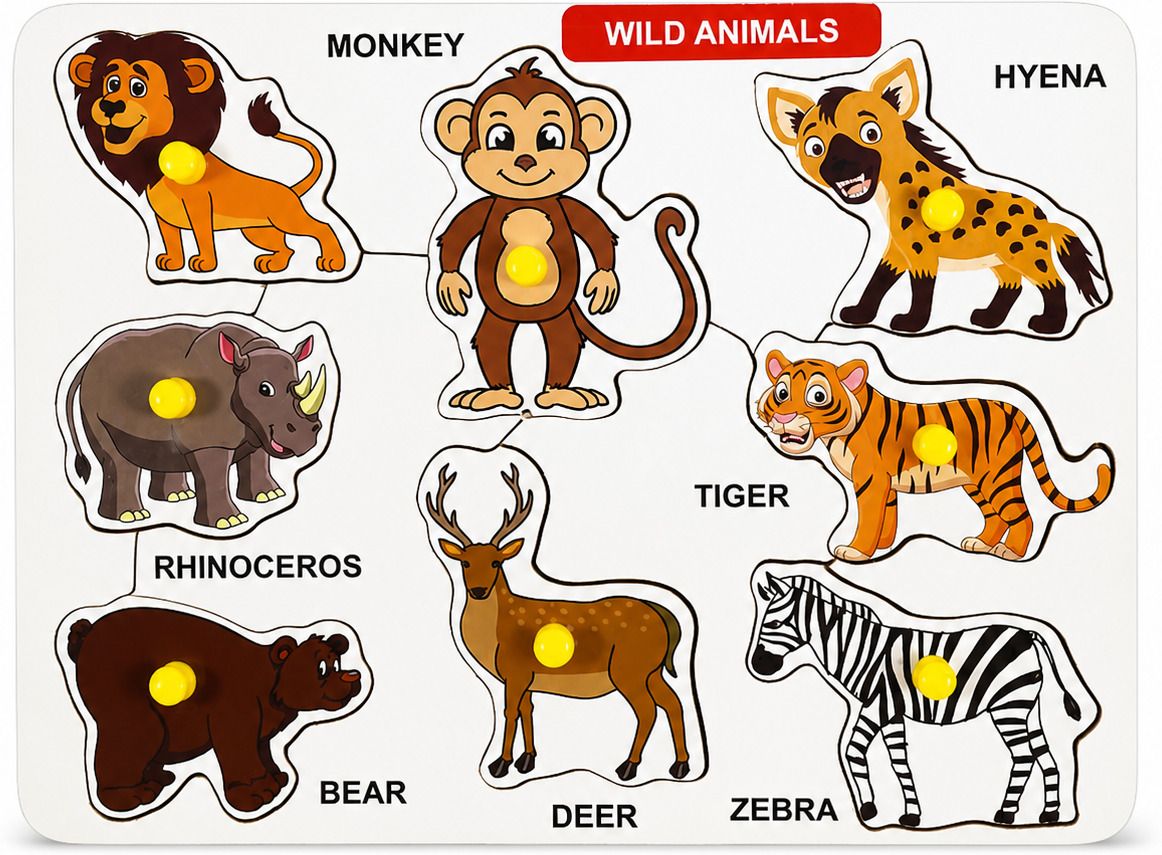 thinkzyplay Wild Animals" Wooden Peg Puzzle BoardWild Animals" Wooden Peg Puzzle Board-picture-19