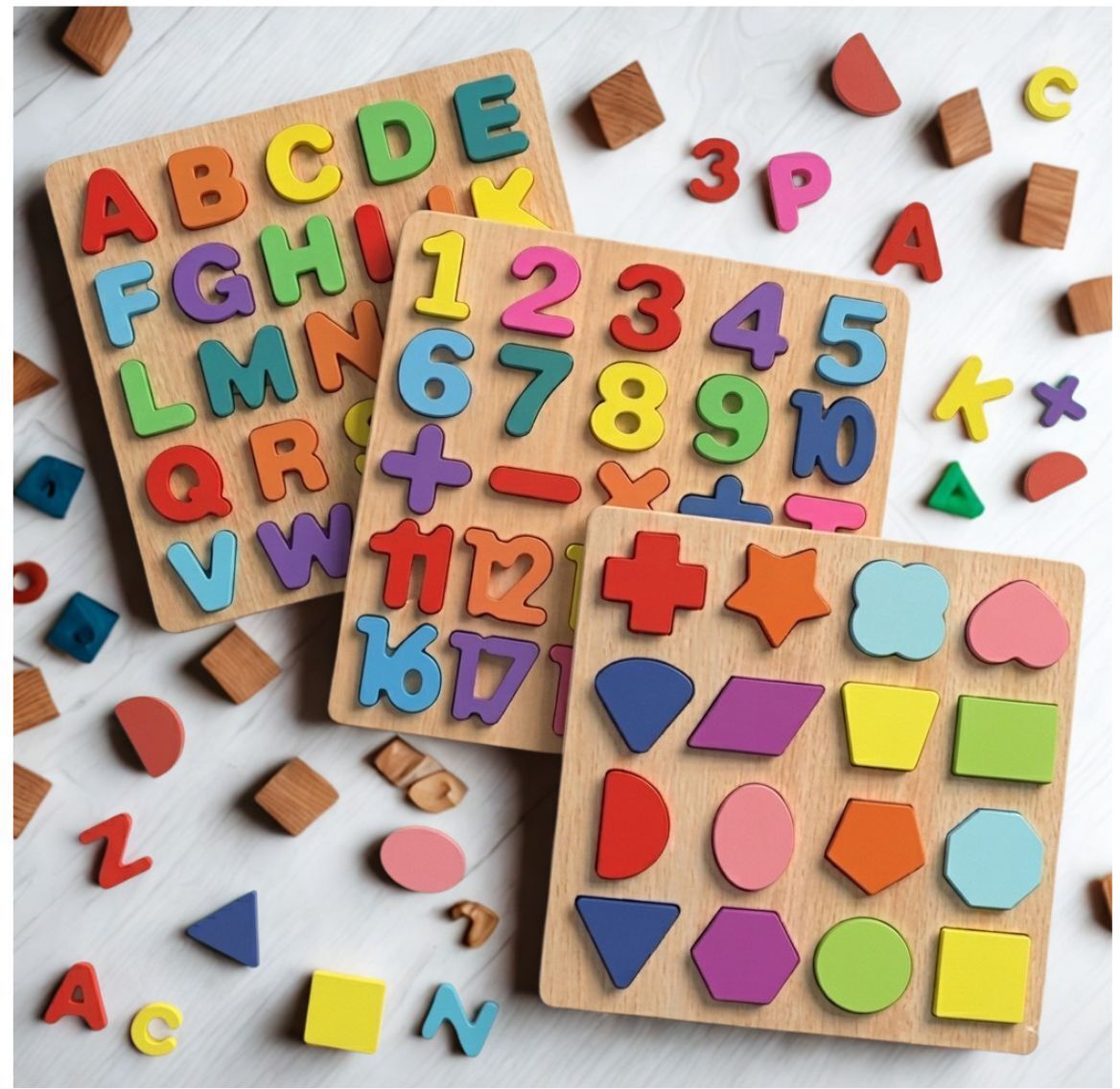 beauty bright Montessori Wooden Alphabet Number Shape Puzzle Board for Preschool Kids WD-601-picture-13