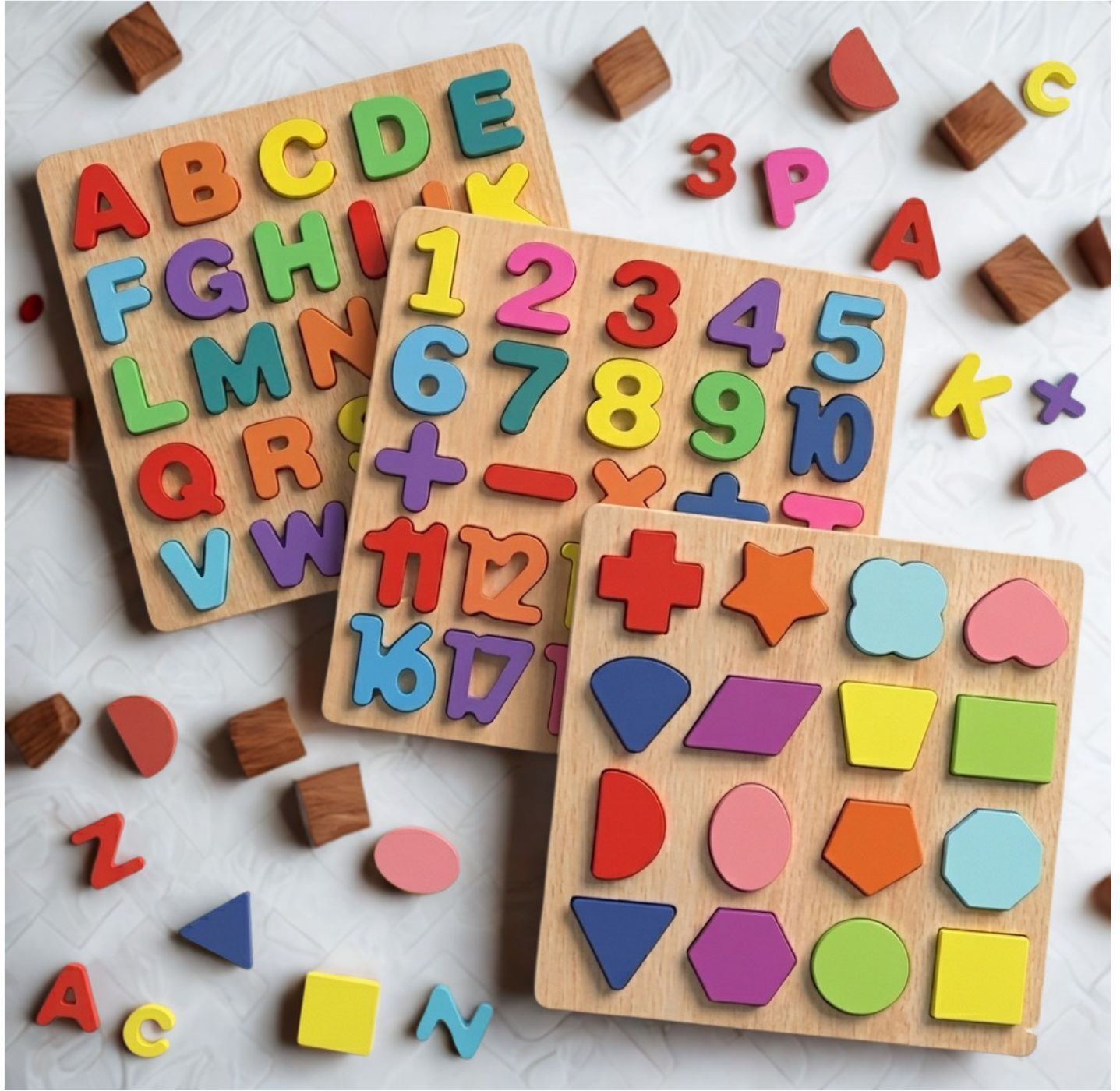 beauty bright Kids Wooden Learning Puzzle Board ABC Number Shape Educational Toy B1T684-picture-10