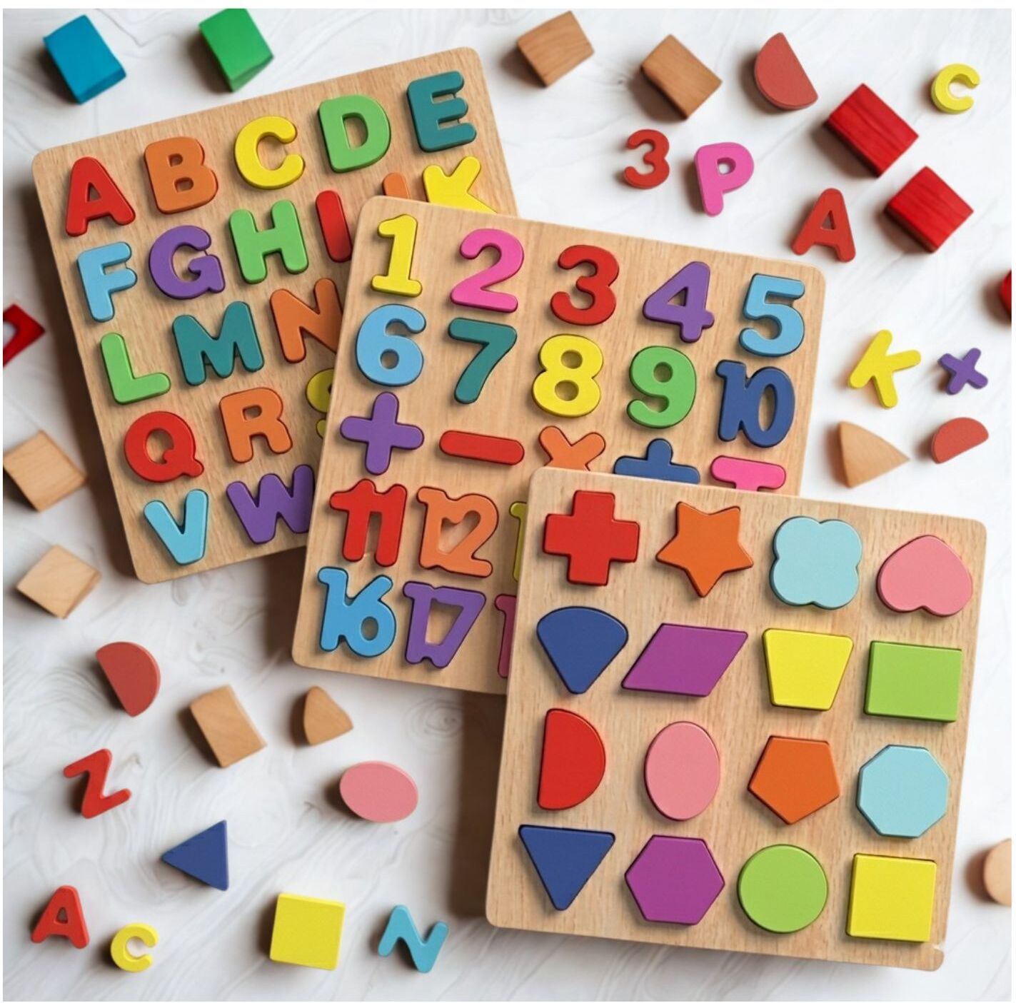 beauty bright Preschool Wooden Alphabet Number Shape Puzzle Board Learning Toy B1T687-picture-6