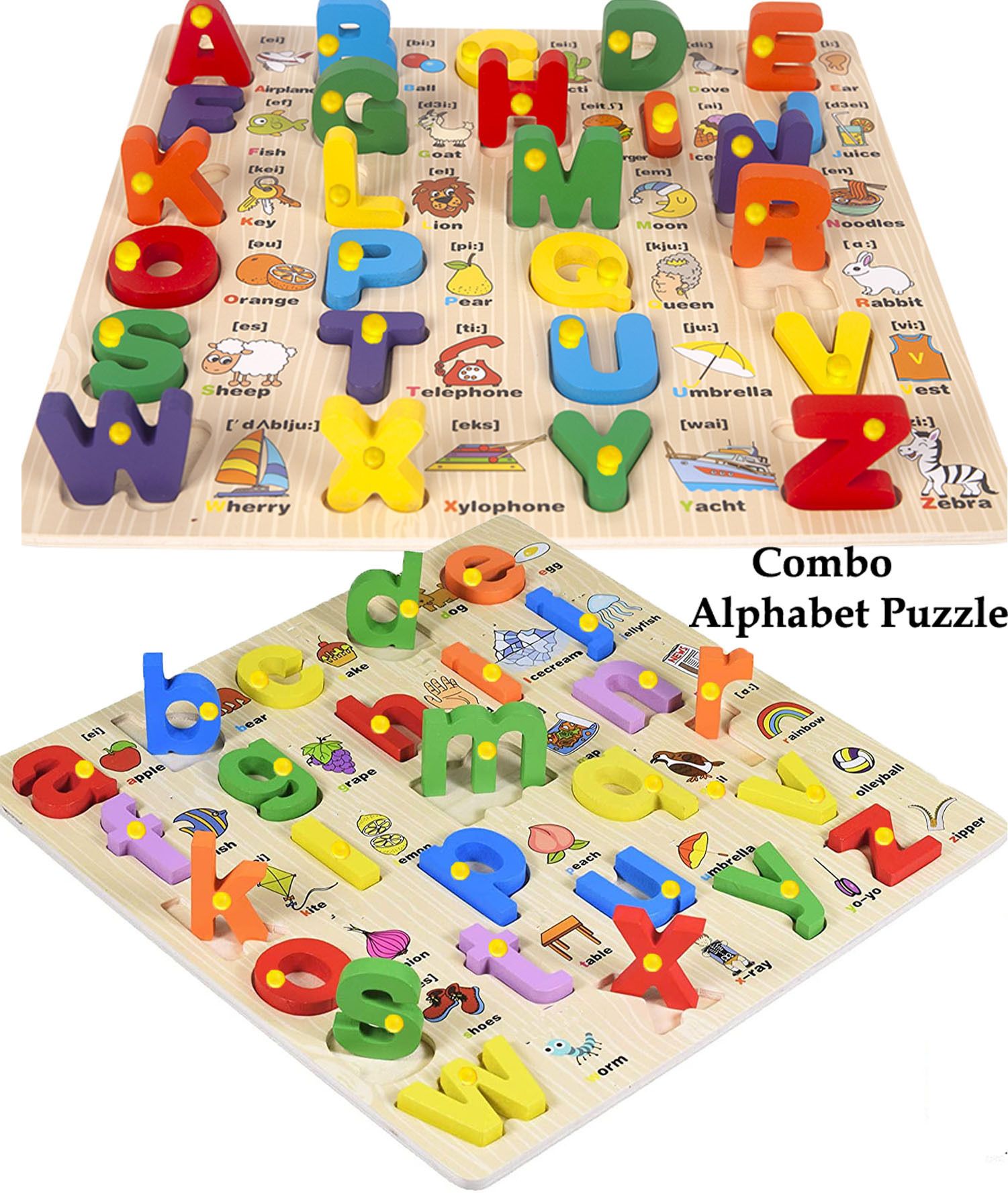 Montessori Educational Learning Toys Capital/Small ABC Alphabet Letters Puzzle-image-10