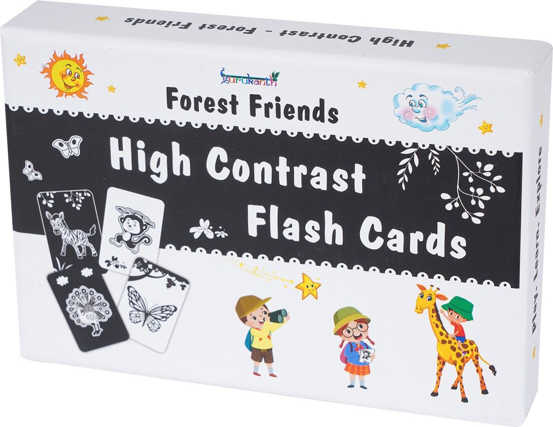 High Contrast Flash Cards for New Born Baby - Black & White