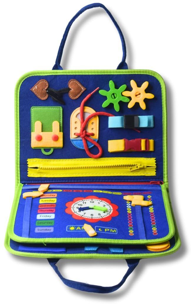 clapstore toys Montessori Busy Book Toy for Kids, Travel Toy to Develop Fine Motor Skills-picture-17