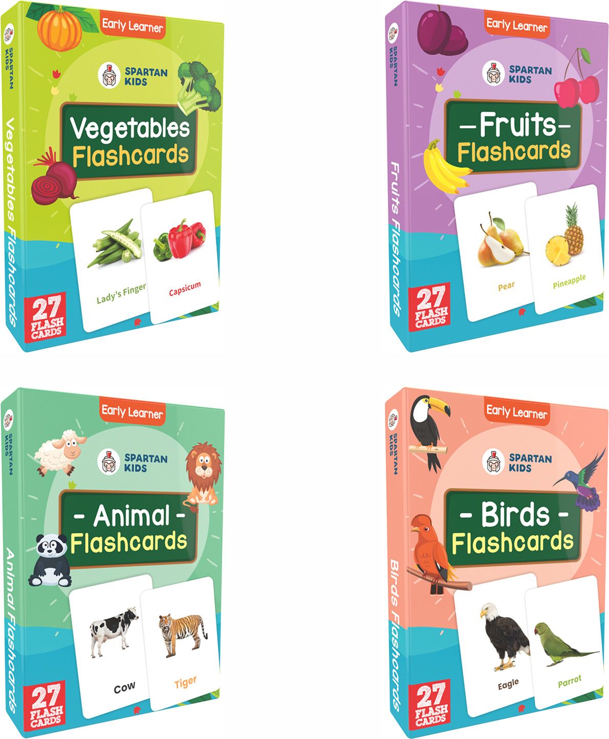Animal,Vegetables,Bird and Fruit Flash Cards For Kids(set of 4)-image-22