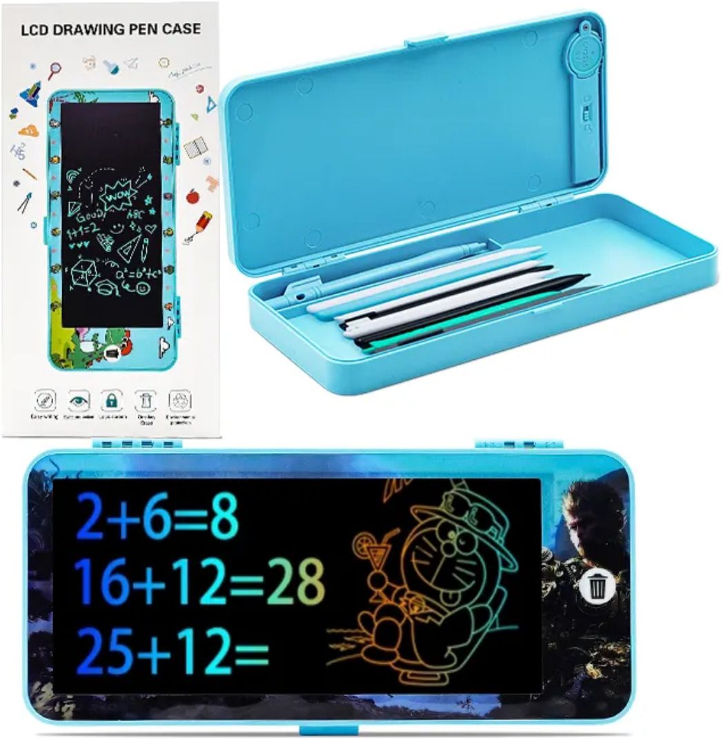 LCD Drawing Pencil Box for Kids: 2-in-1 Digital Slate (NO FIX COLOR WILL COME) Morden Art Plastic Pencil Box-image-21