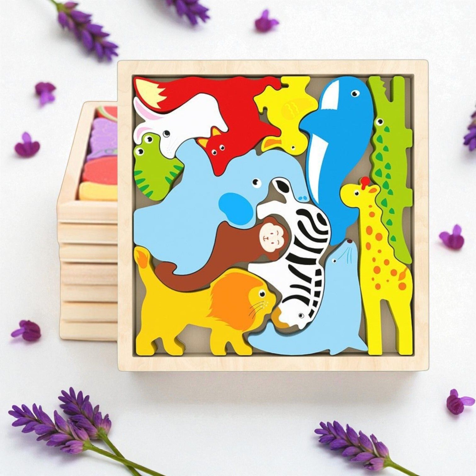vhd Multicolor Wooden Animal Puzzle – Fun & Educational Toy for Kids W100-picture-27
