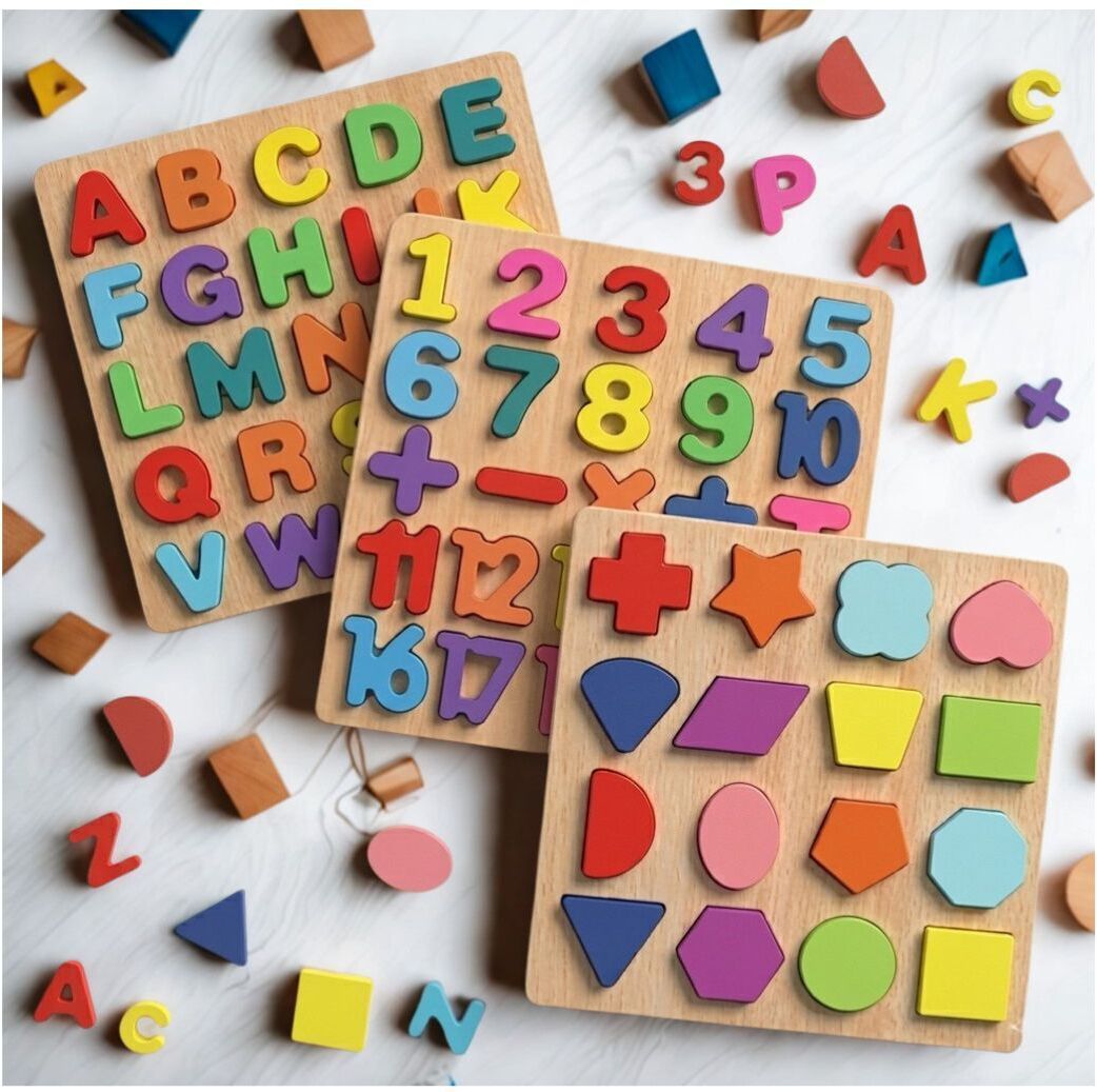beauty bright Wooden Educational Learning Board ABC Number Shape Puzzle for Kids B1T720-picture-43