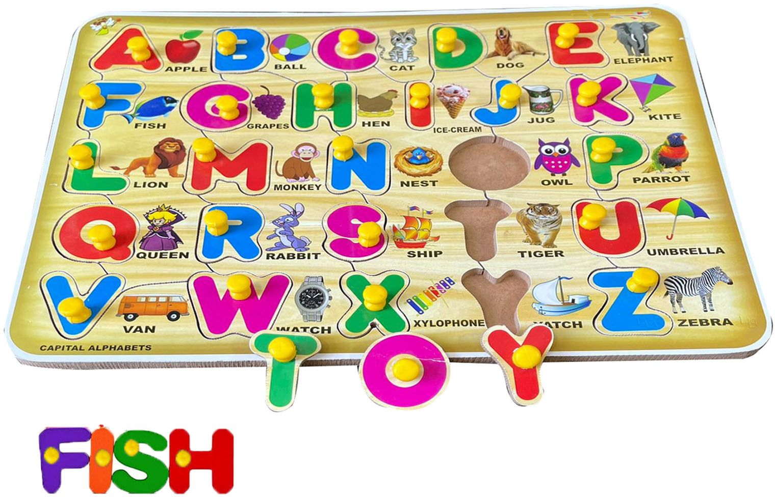 shalafi 3D Wooden Alphabets Montessori Puzzle Board with Pictures for Kids Learning Toy-picture-23
