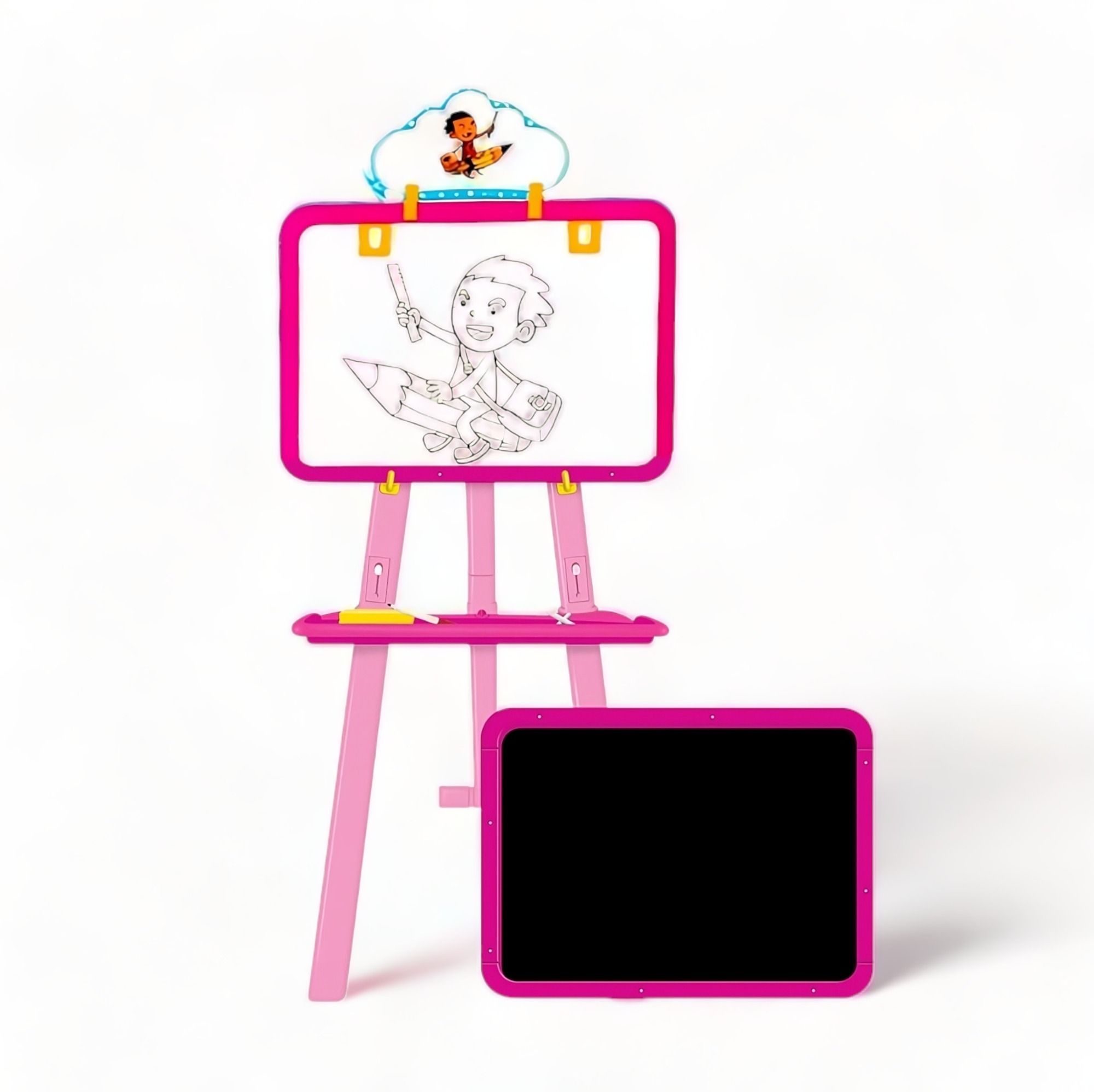 5in1 Easel Board, White, Black Board, Activity Sheet, Paper Gripper, Adjustable