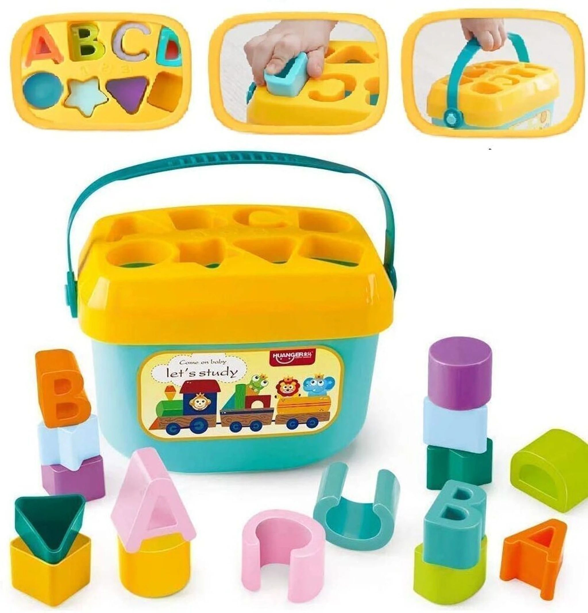 ragiluxe ABCD Geometric Shape Sorting Stacking Toy for Toddlers Baby First Blocks-picture-32