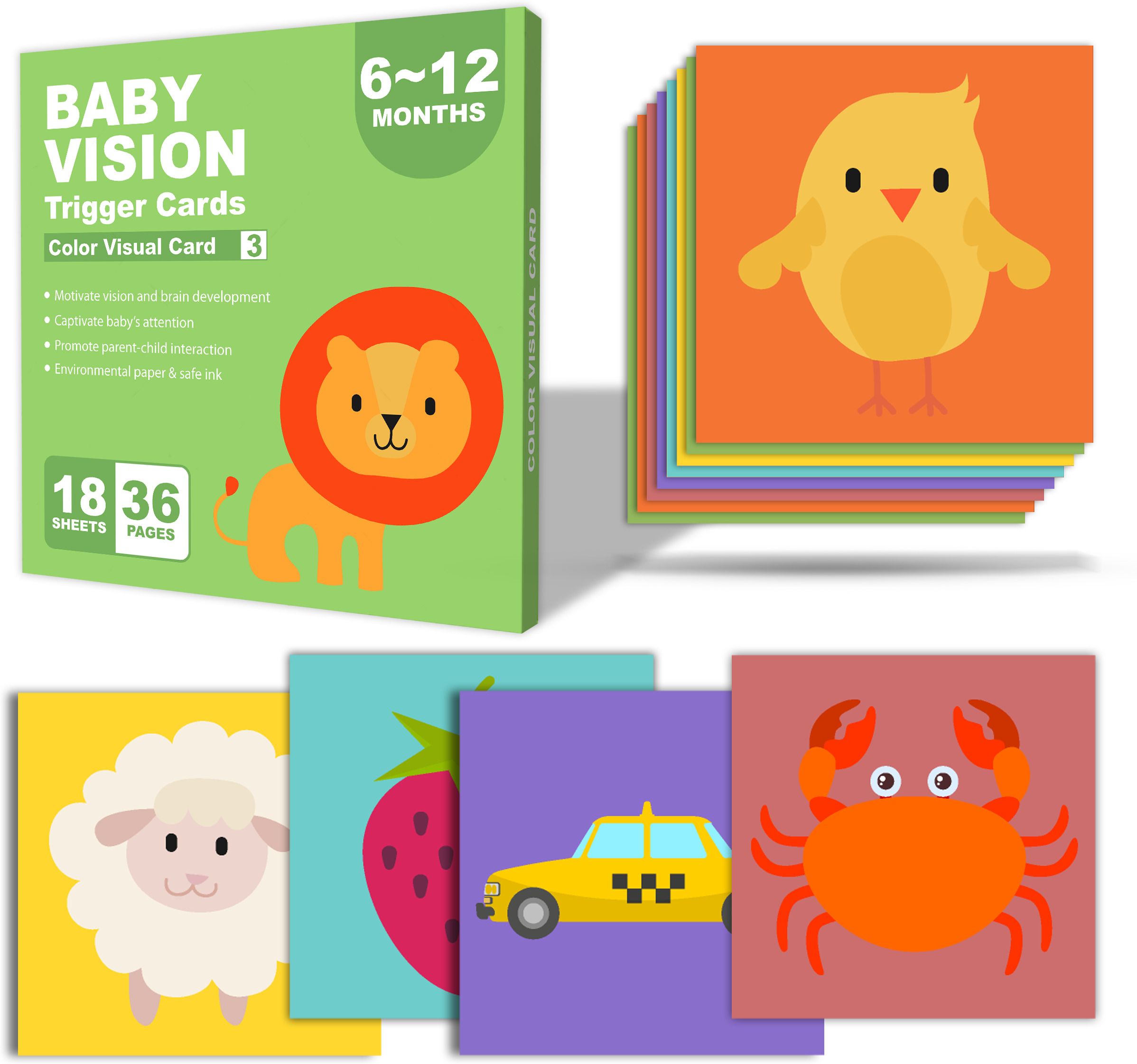 BlackWhite & Red Vision Trigger Cards 18 Sheets,36 Pages Flash Cards(3-6 Months)-image-32