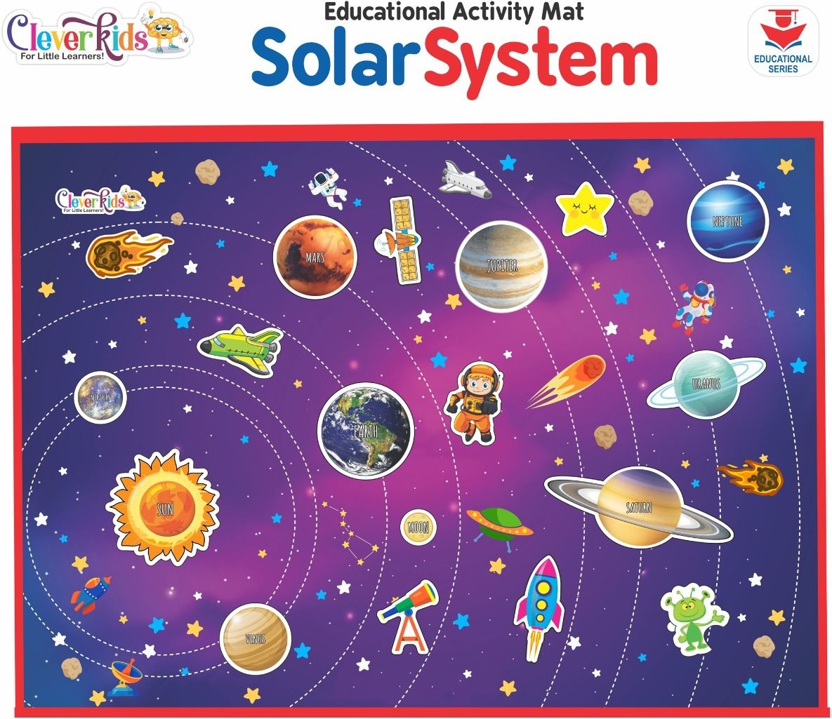 EDUCATIONAL SOLAR SYSTEM ACTIVITY MAT WITH AN INFORMATION GUIDE BOOKLET AND EVA CUTOUTS FOR KIDS A PERFECT KIT TO LEARN ABOUT SPACE