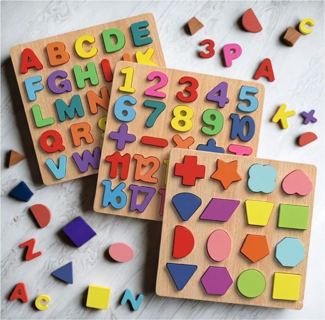beauty bright Wooden ABC Number Shape Puzzle Board Montessori Learning Toy for Kids B1T720-picture-22
