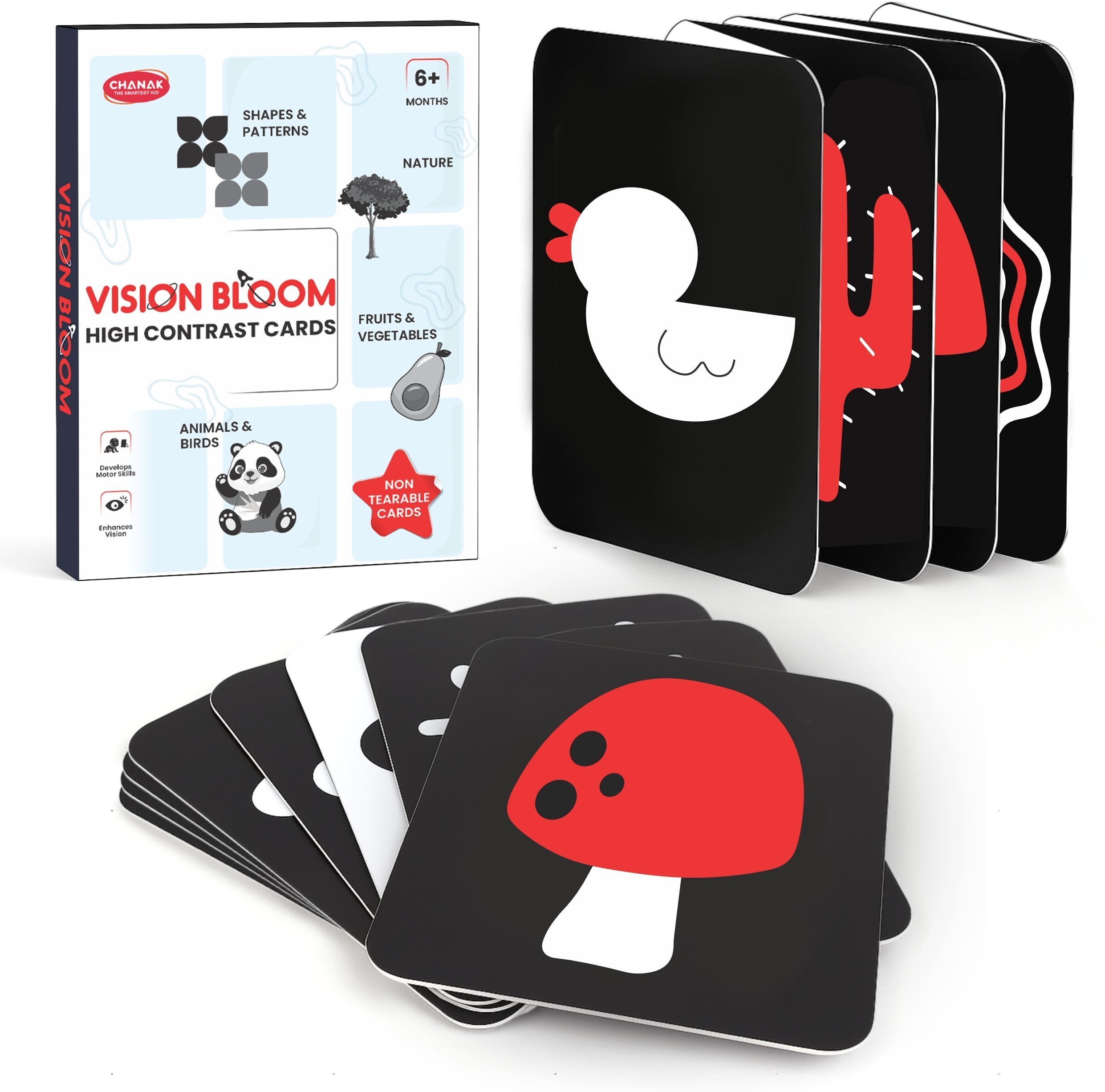 chanak Vision Bloom Red Black & White Flash Cards & Flip Book for Babies 6+ Months-picture-14