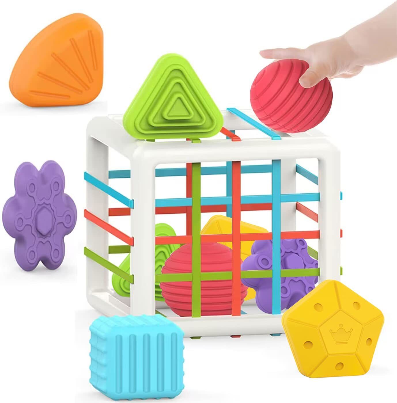 fraimingo Baby Shape Matching Cube with Elastic Bands and Sorting Blocks-picture-7