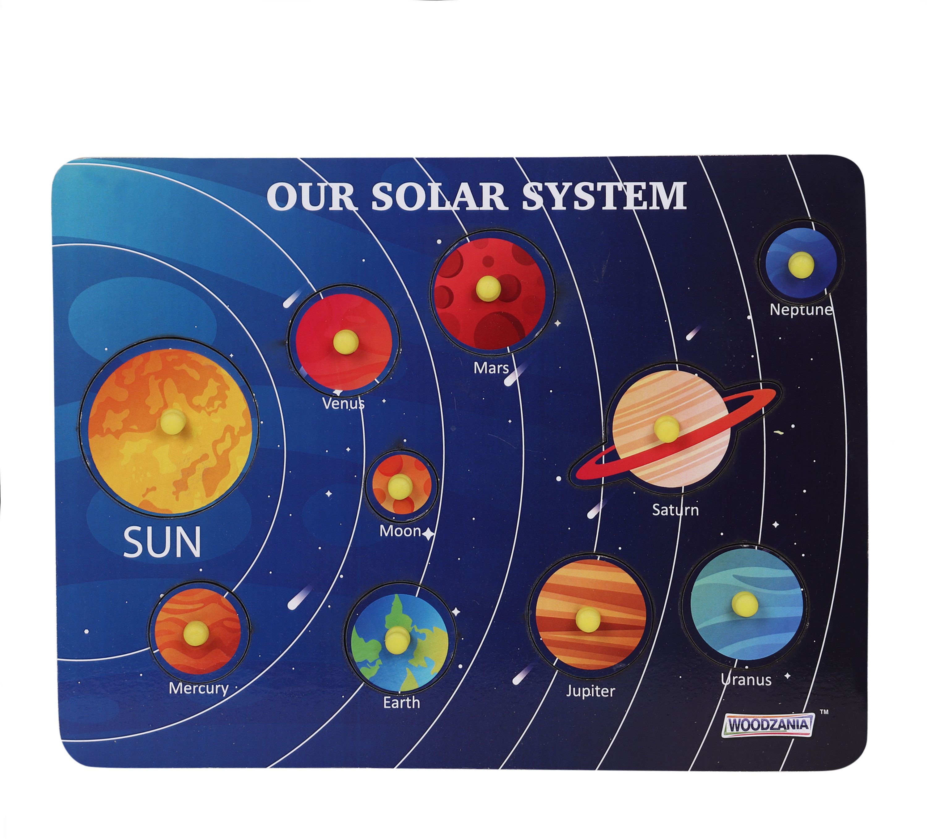 Wooden Solar System Educational Tray with Knob
