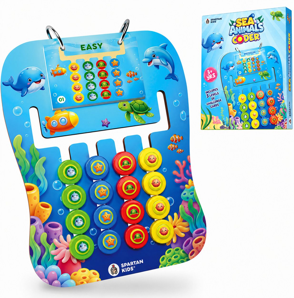 Sea Animals Coding Game Toy for Kids, Brain Development Logical Puzzle Board-image-1