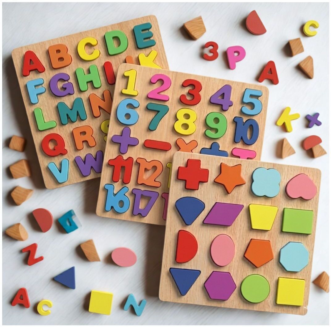 Kids Wooden Learning Puzzle Board ABC Number Shape Educational Toy P1S714-image-35