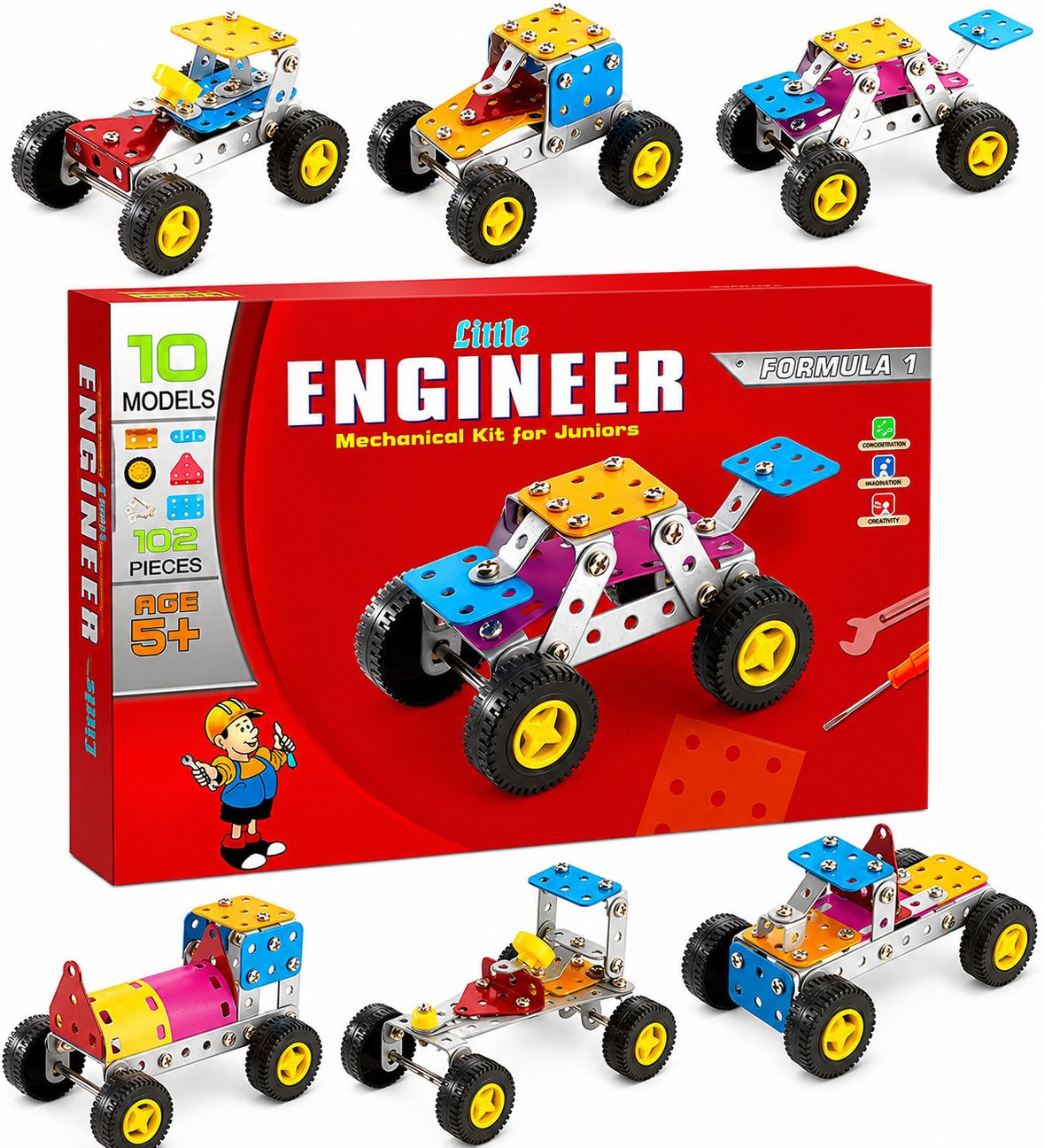 sarnav Formula 1 Little Engineer Mechanical STEM Construction Toy for Kids-picture-48