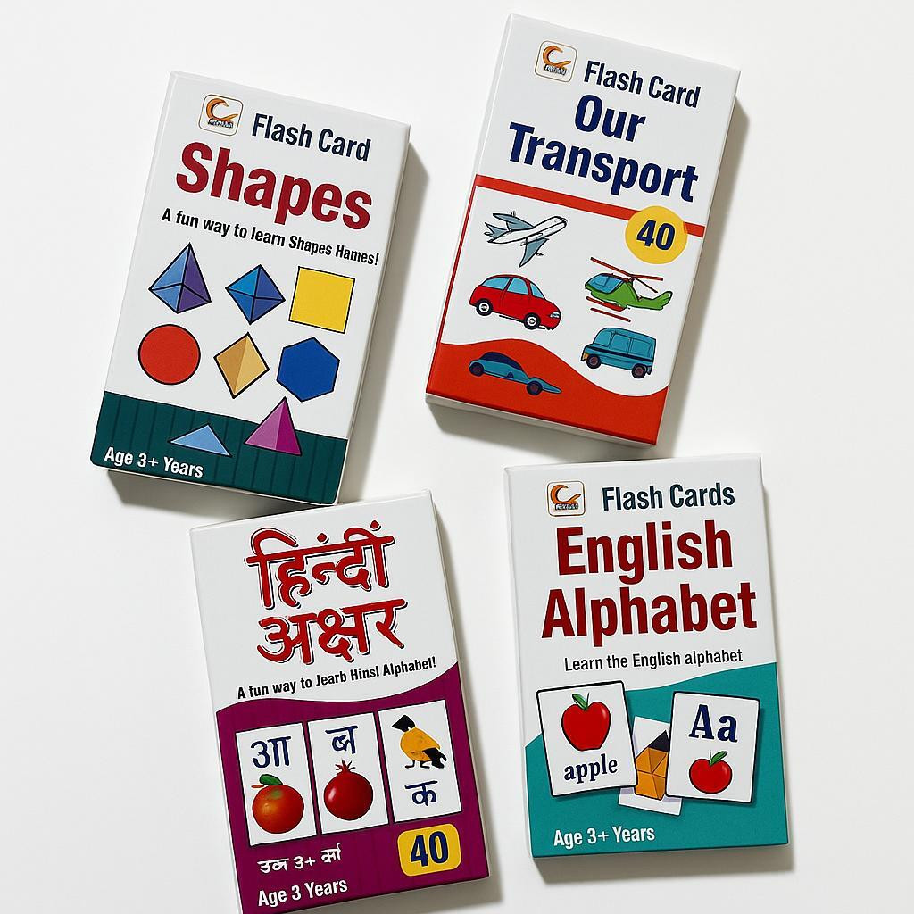 mama dada Educational Flash Cards for Kids – Learn Shapes & Languages – 4 Sets – Age 3+ image 1