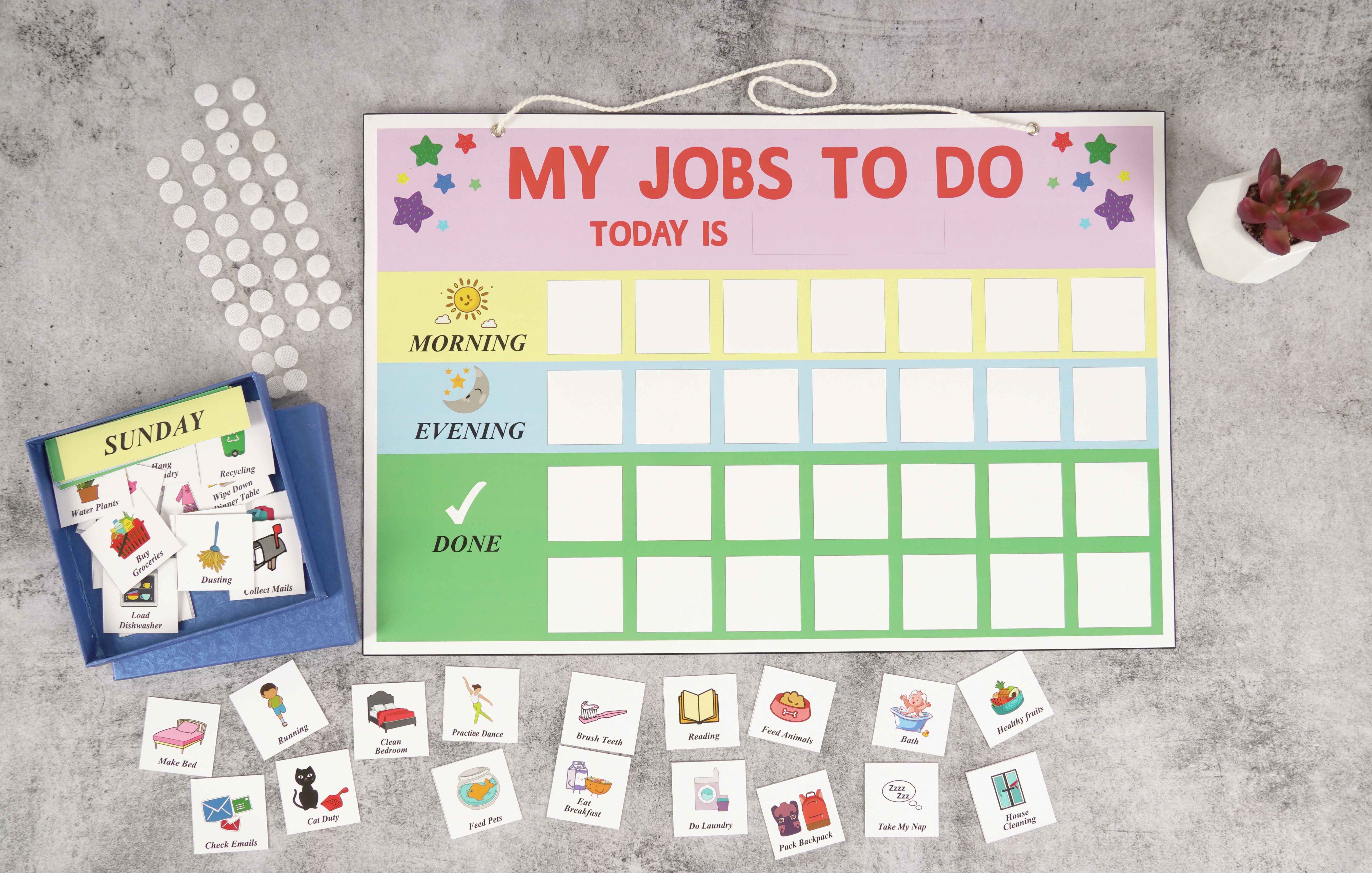inkdotpot Kids Daily Responsibility Checklist, Hanging Chore Chart- Daily Task List-G1 image 1