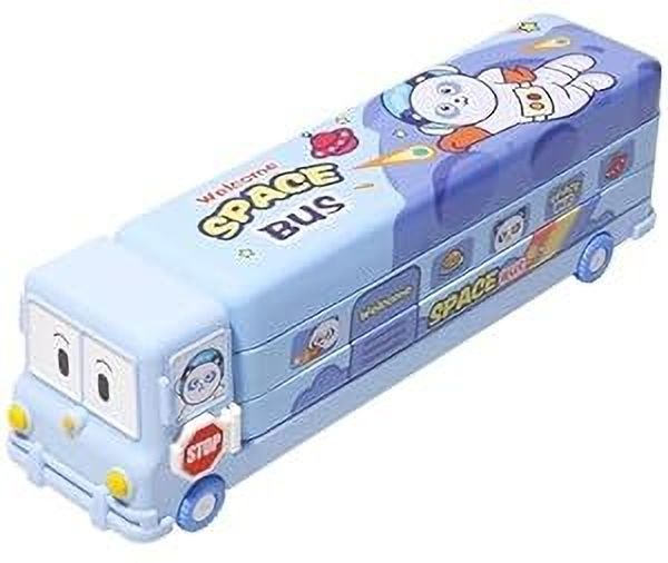 Cartoon print Geometry Pencil Box for Kids with Moving Tire's & Sharpener Case-image-37