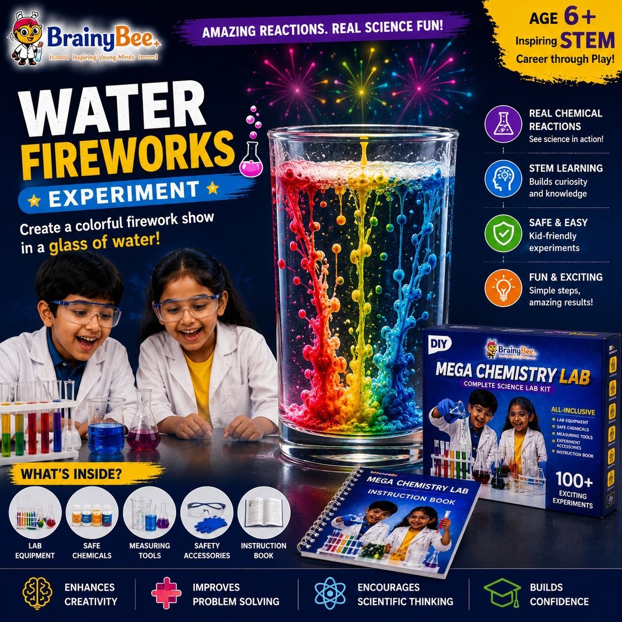 brainybee STEM Science Lab Kit |100 Hands-On Experiments |Learning & Discovery Toy-picture-45