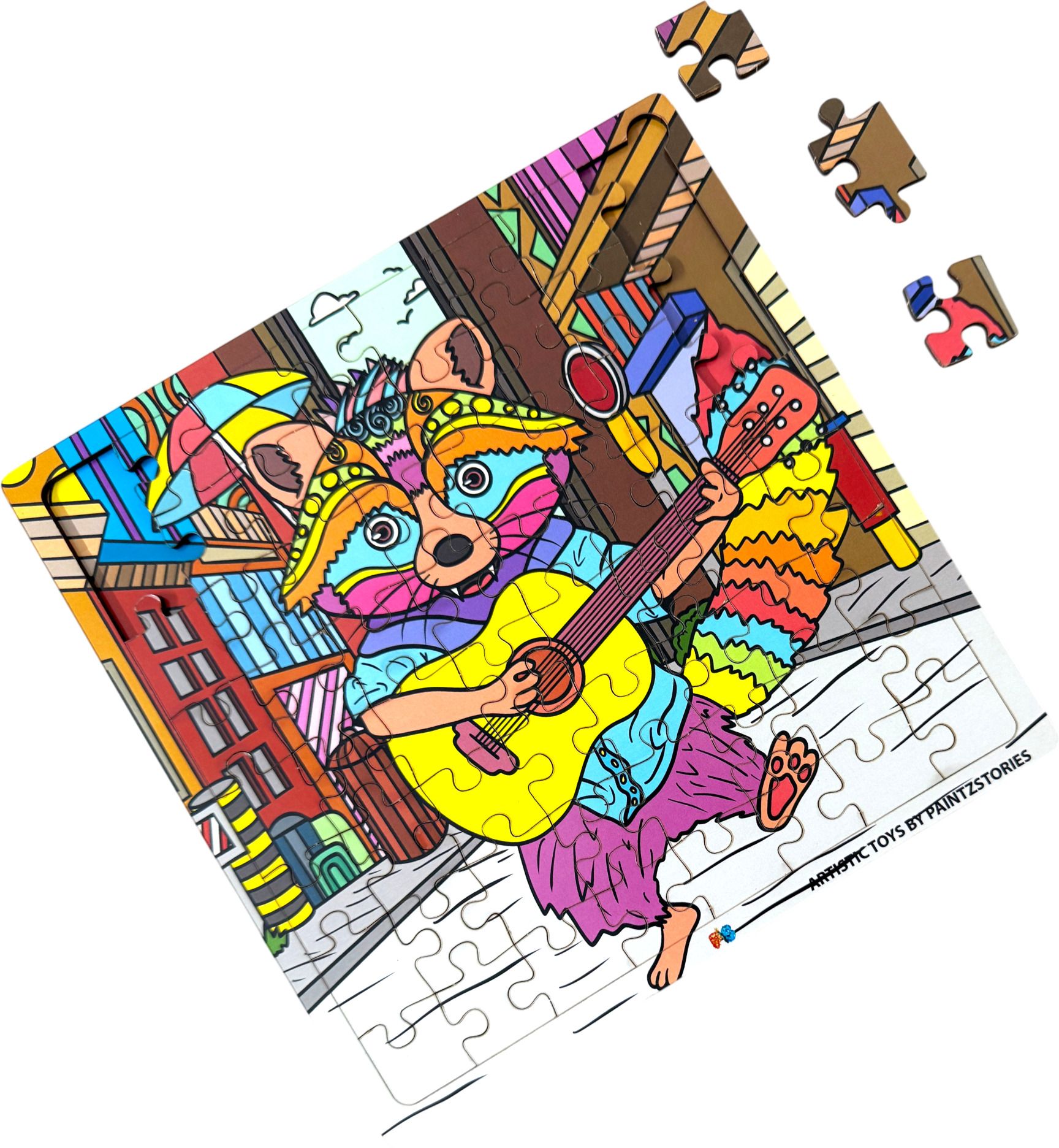 paintzstories Guitarist Raccoon Wooden Puzzle-picture-41
