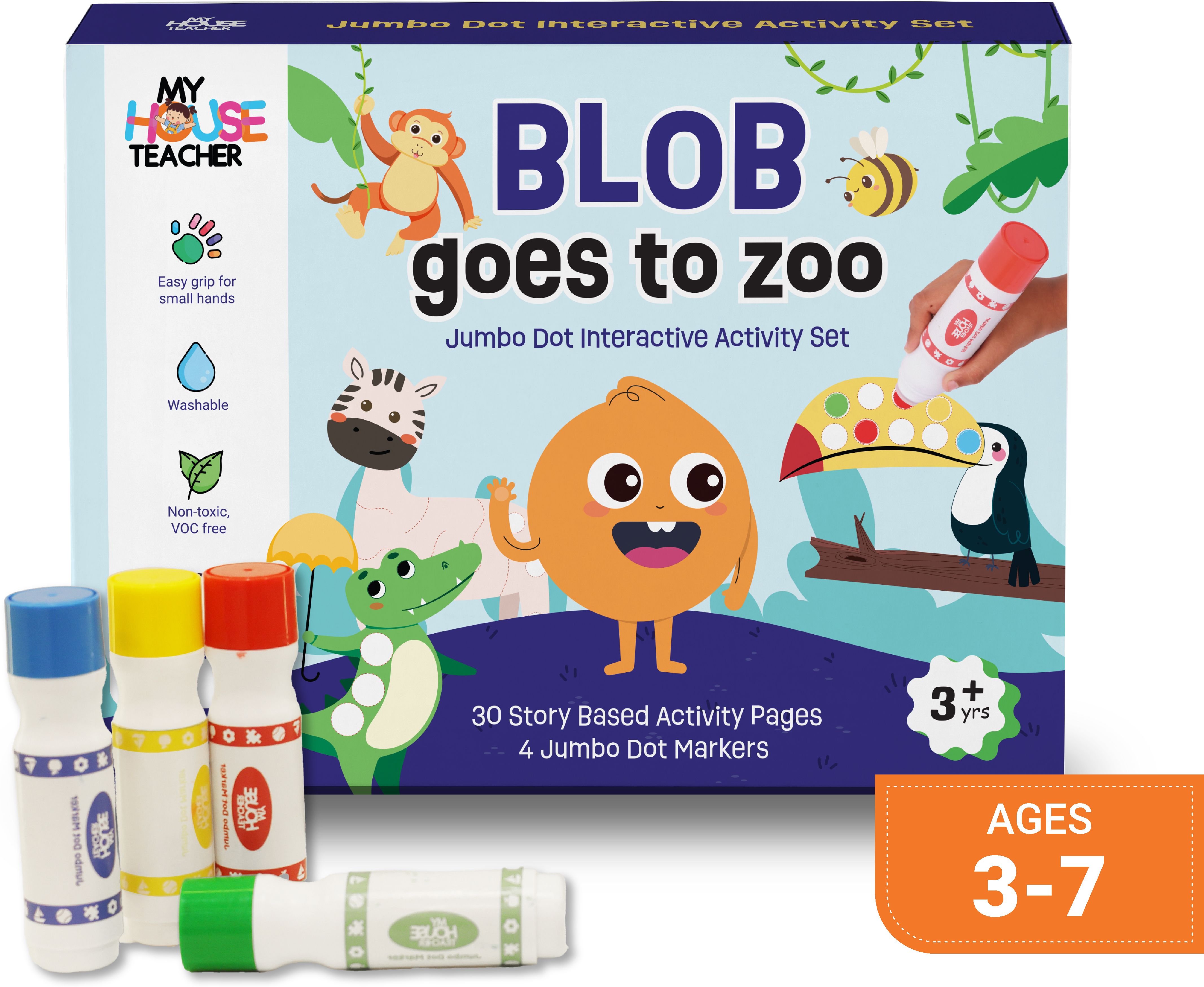 my house teacher Blob goes to Zoo - Jumbo Dot Markers Activity Set-picture-14