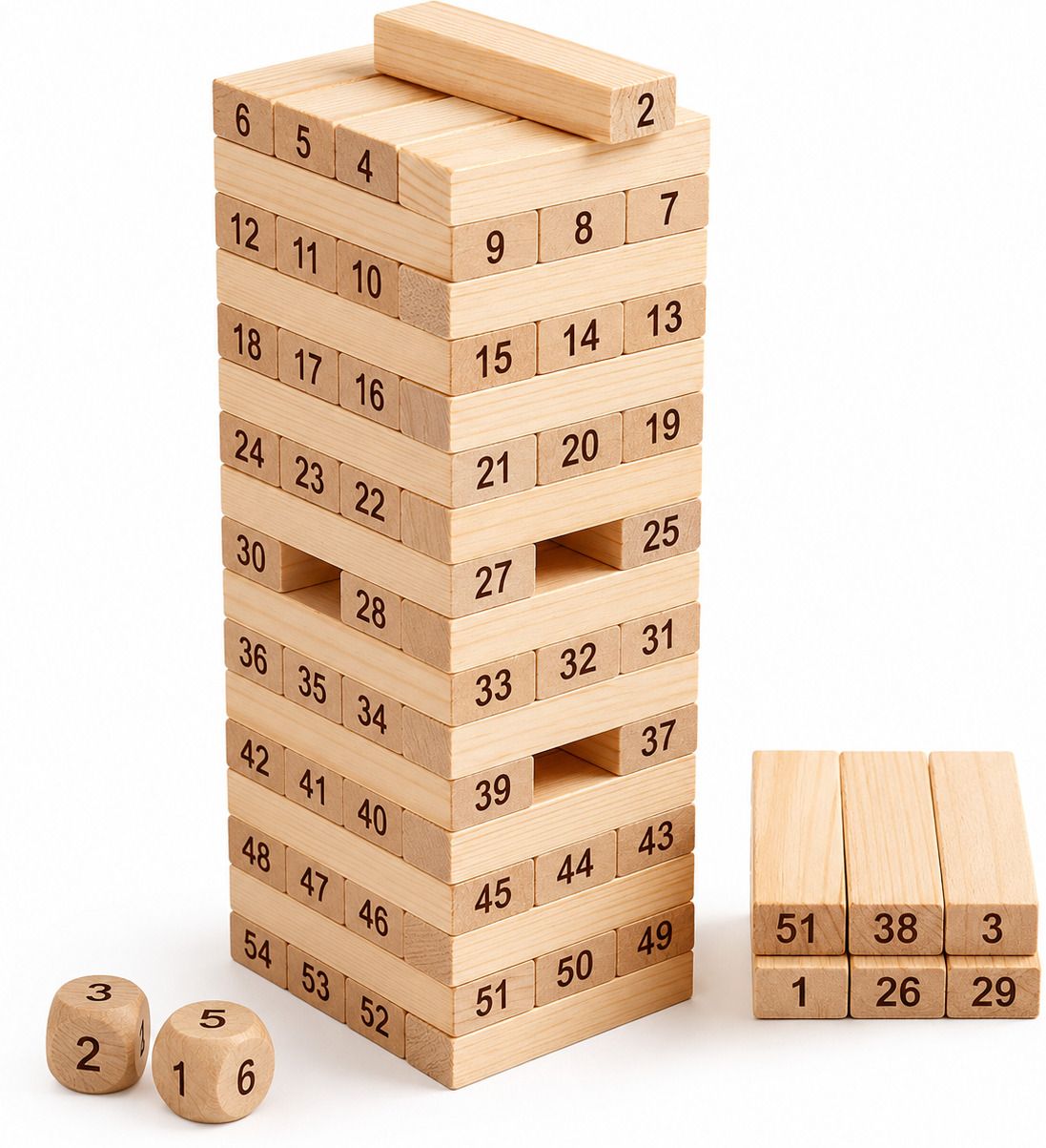 vema 54 PCS Wooden Jenga Stacking Tower Game Educational Learning Toy for Kids-picture-36