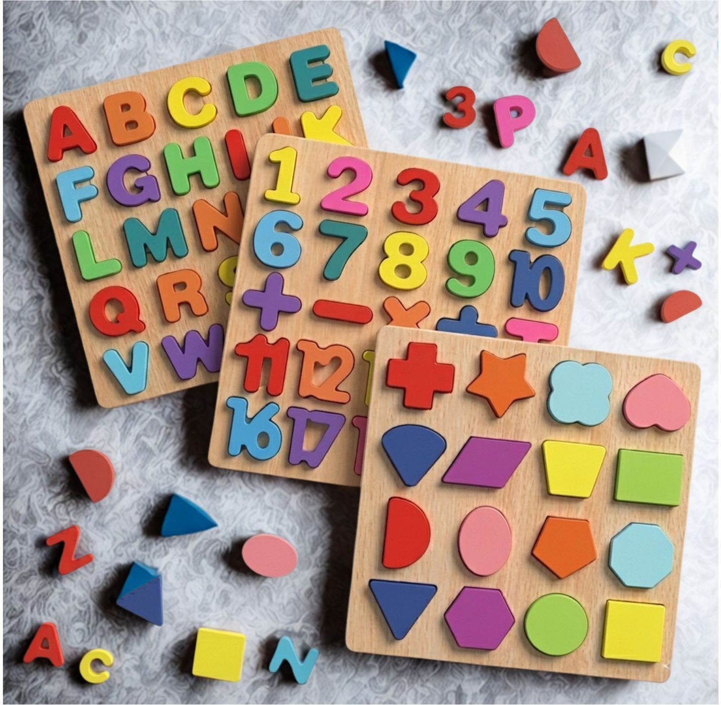 beauty bright Kids Wooden Learning Puzzle Board ABC Number Shape Educational Toy B1T683-picture-24