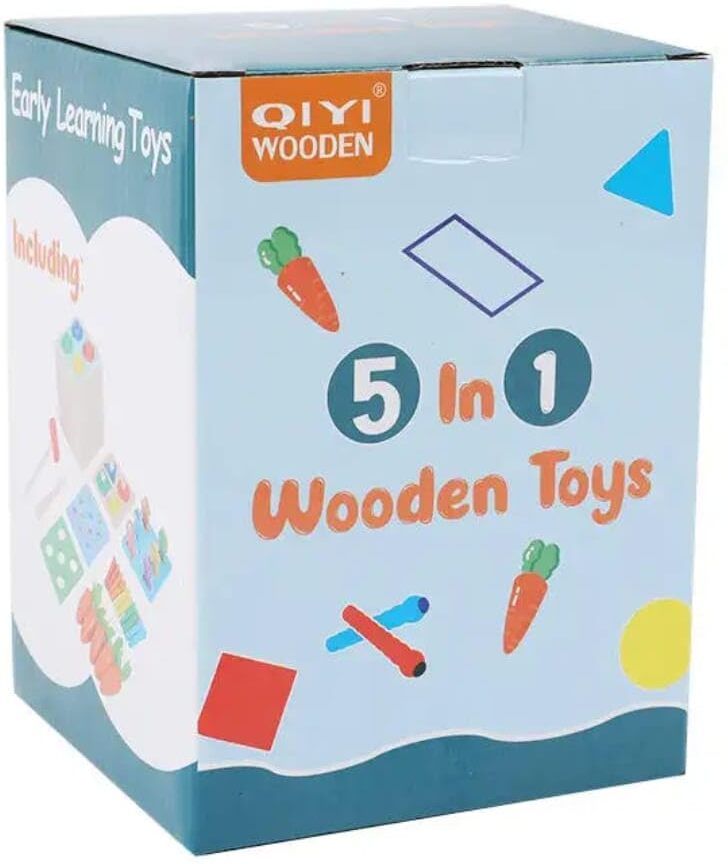 ks home innovations 5-in-1 Wooden Montessori Toy: Shape Sort, Carrot & Coin Learning-picture-28