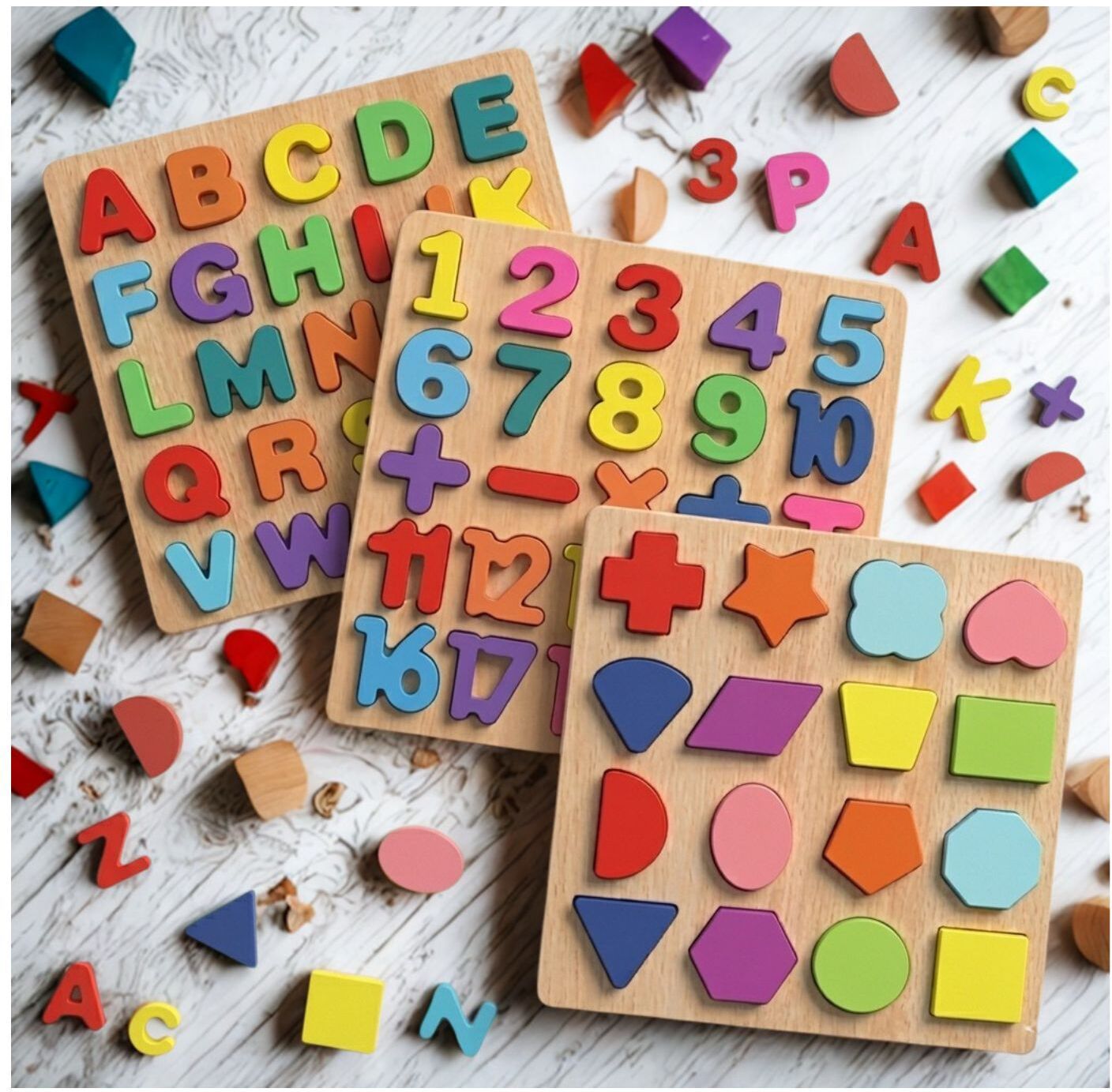 Educational Wooden Puzzle Board for Kids Alphabet Number Shape Activity P1S691-image-36