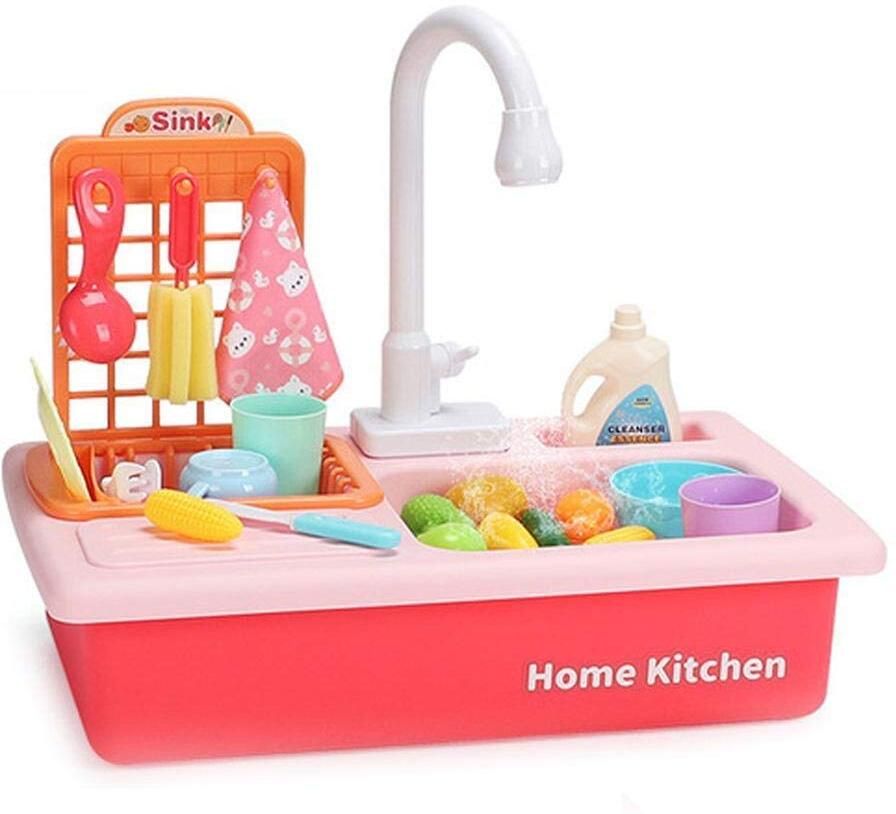 Play with Kids Kitchen Sink Real Water set,Pretend Play Washing Toys for kids Water Gun