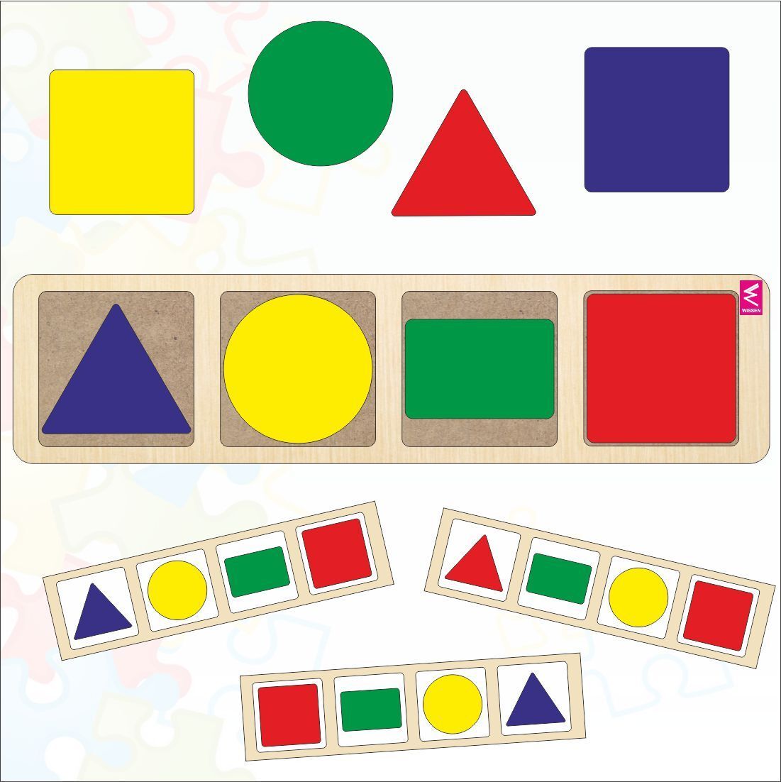wissen Wooden Shapes and Colour Pattern Matching Puzzle-picture-43