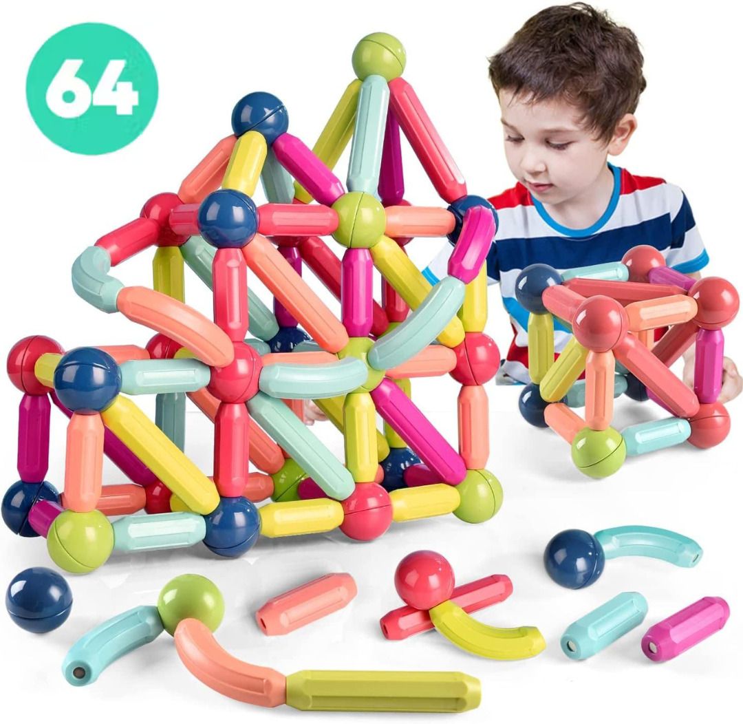Magnetic Bar Blocks 64 pcs Building Blocks for Kids Educational Stem Learning-image-16